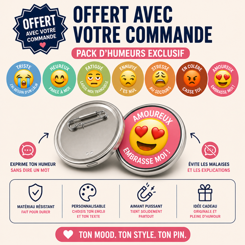 MoodyMoji™ – Pin d’Humeur Personnalisé