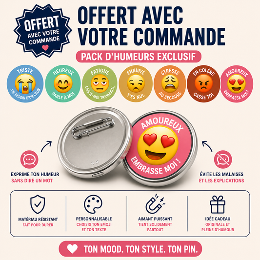 MoodyMoji™ – Pin d’Humeur Personnalisé