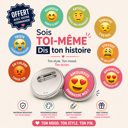 MoodyMoji™ – Pin d’Humeur Personnalisé