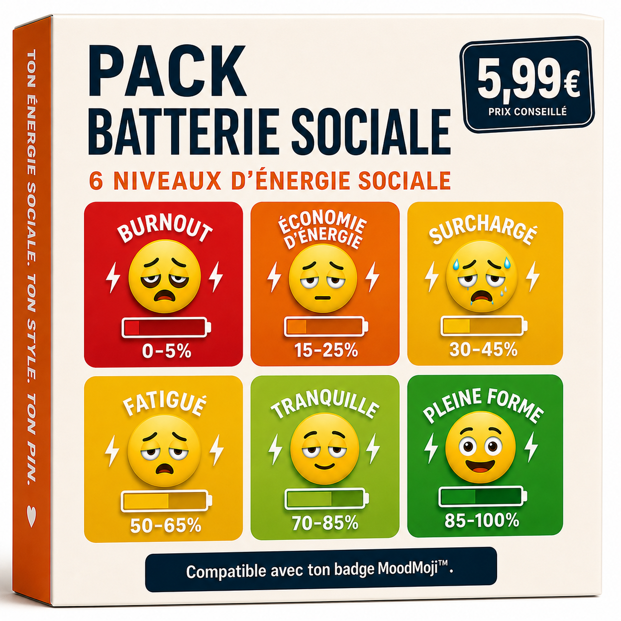 MoodyMoji™ – Pin d’Humeur Personnalisé